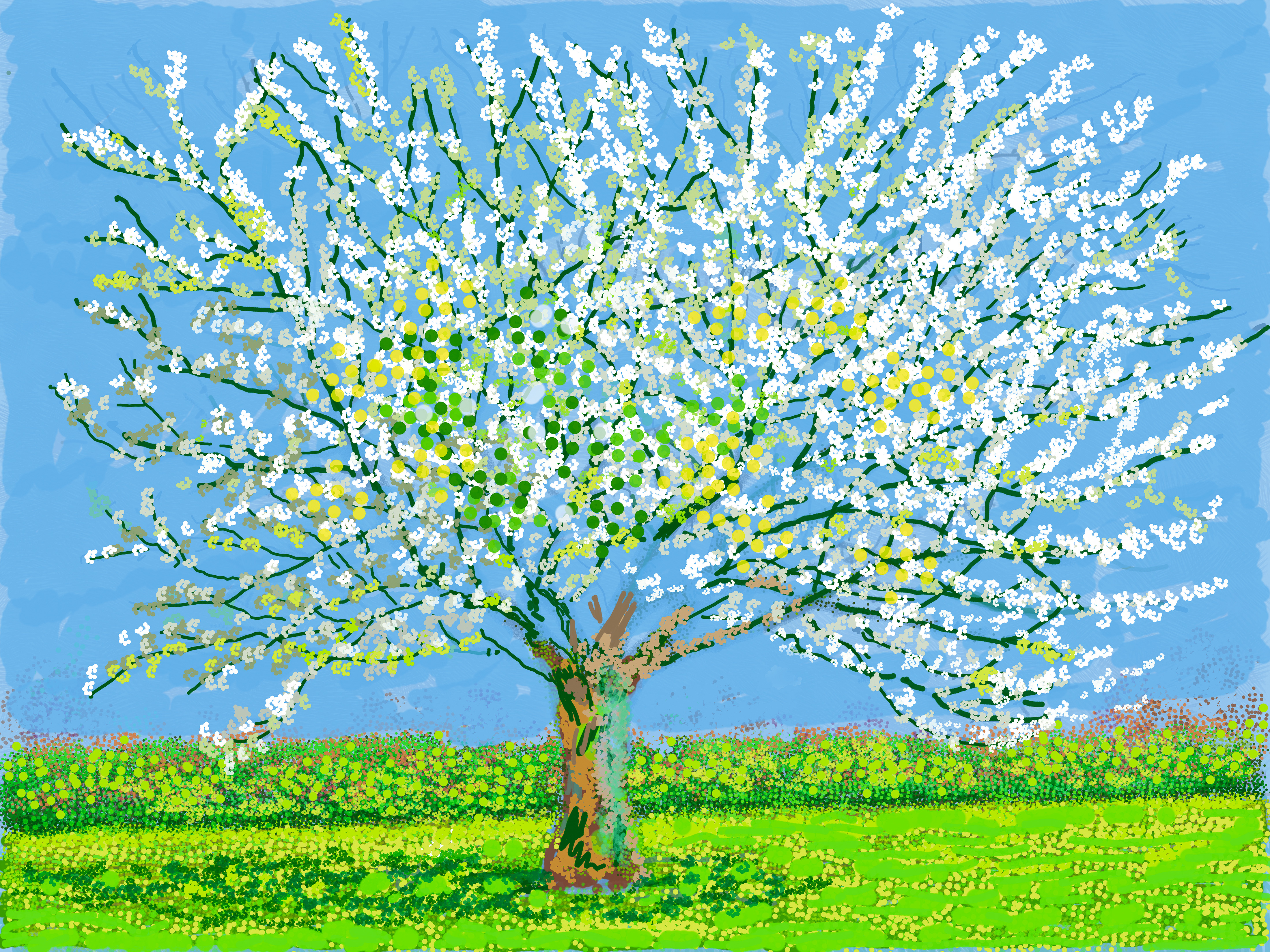 David Hockney, 11th April 020, No. 1, iPad painting. © David Hockney 2021