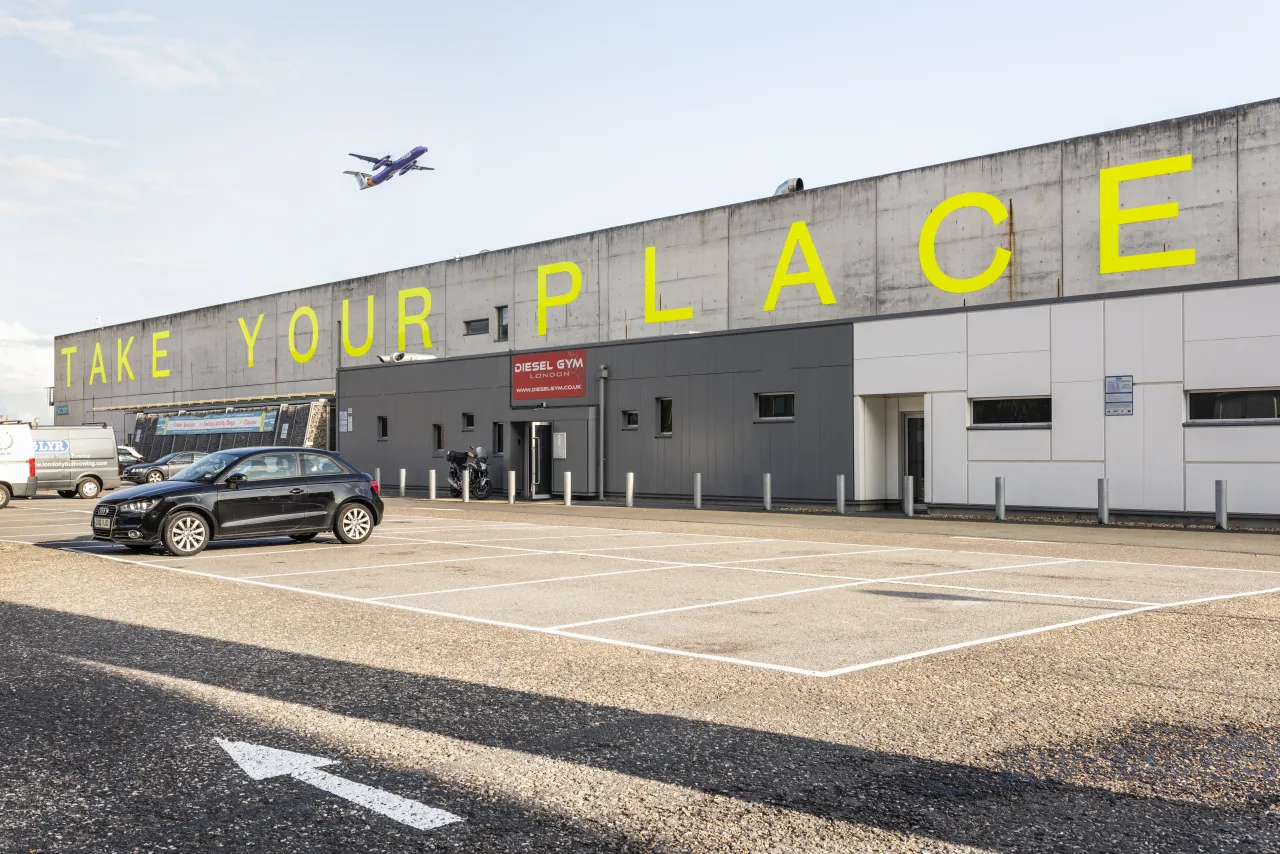 Take Your Place, 2019, Jessie Brennan (Part of the year-long series Making Space) Commissioned by the Royal Docks Team, a joint initiative by the Mayor of London and the Mayor of Newham. Produced and curated by UP Projects.  Photo by Thierry Bal