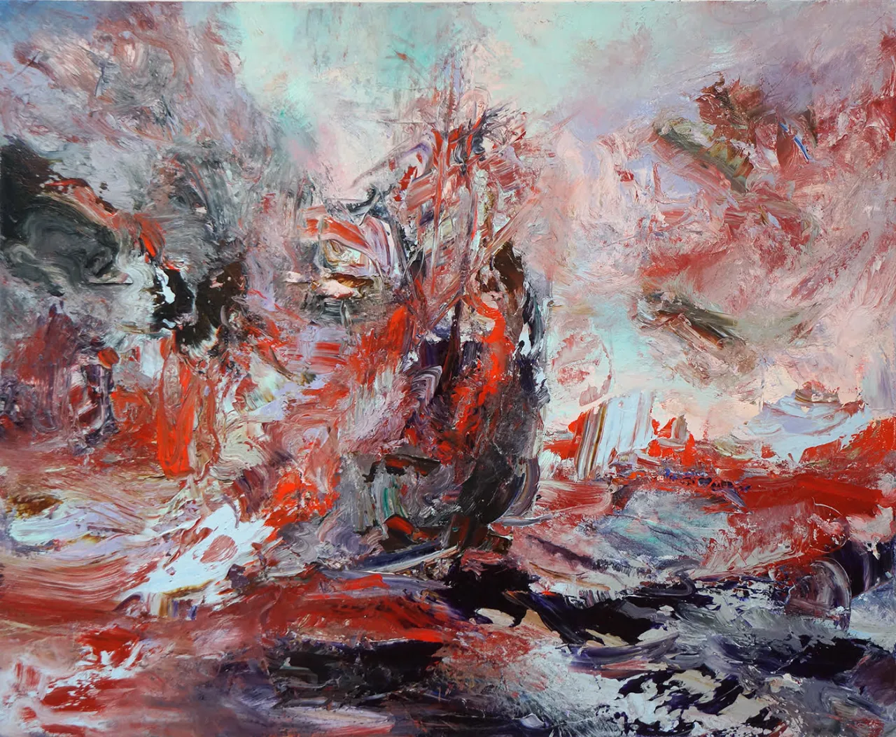 Michael Smith Leaving in a Squall, 2018 acrylic on canvas 52 x 64 in.