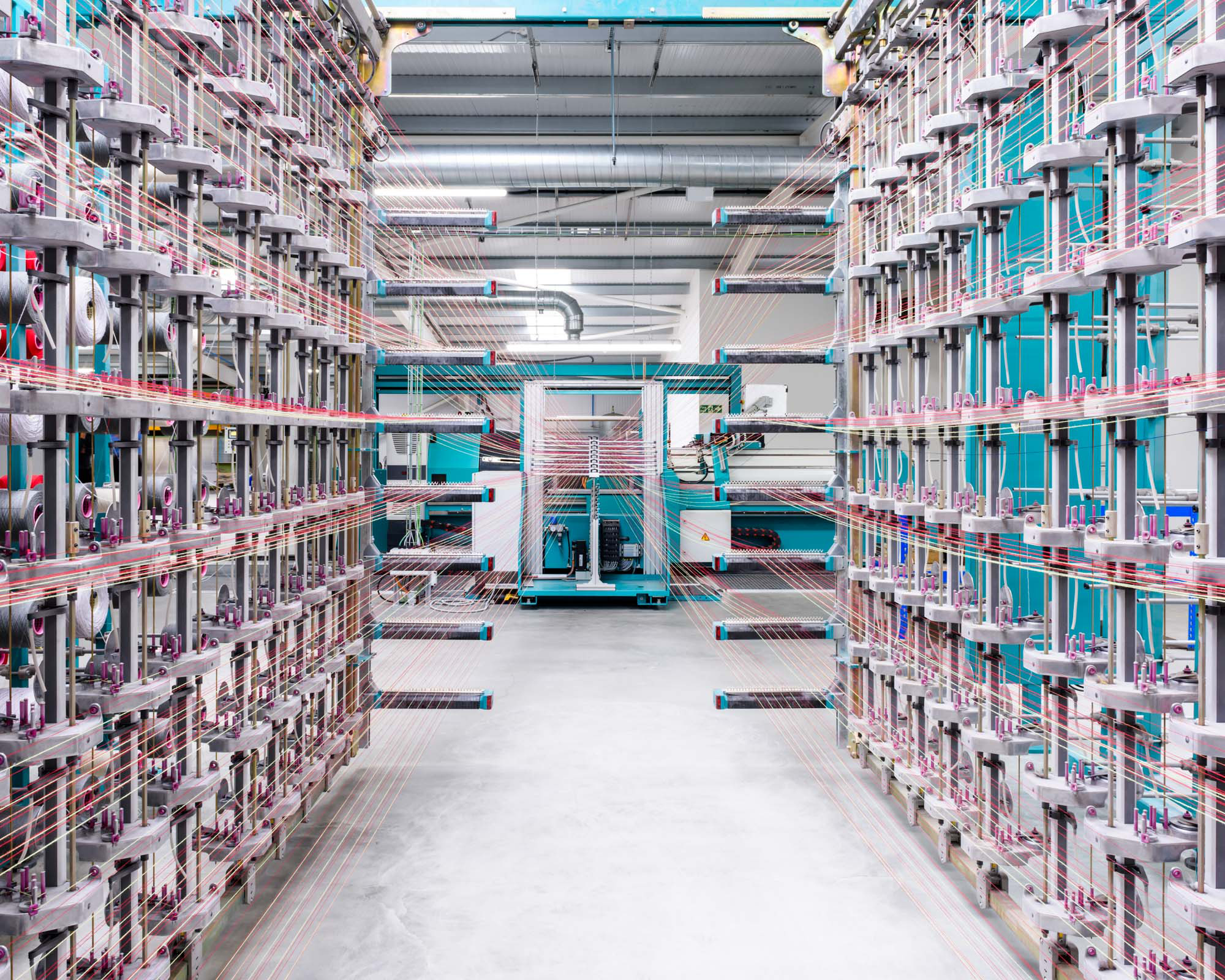 Creel full of yarn making a warp at Wooltex textile mill; Kvadrat, United Kingdom © Alastair Philip Wiper. All images courtesy of the artist and Hatje Cantz