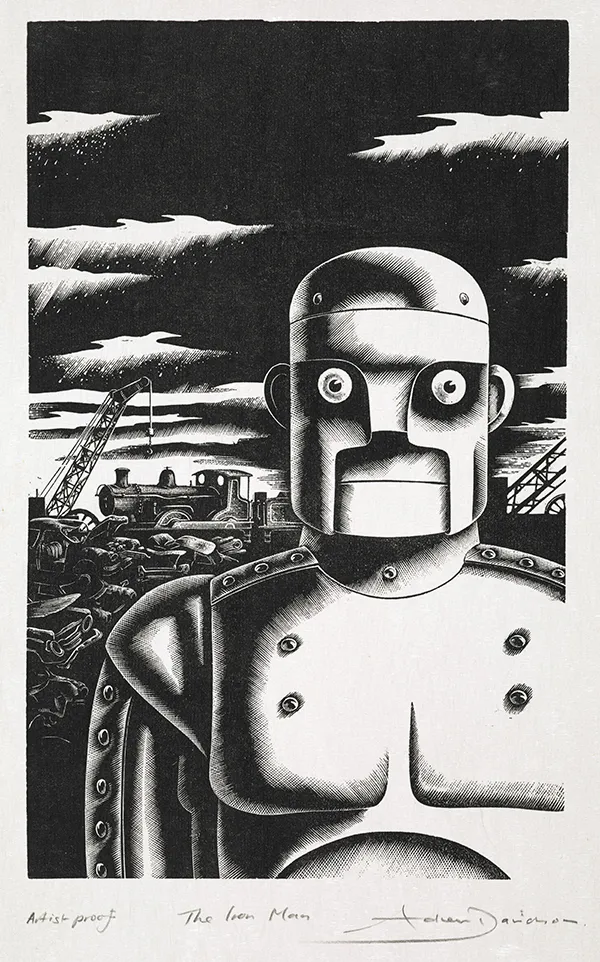 The Iron Man by Ted Hughes original artwork, illustrations (c) Andrew Davidson