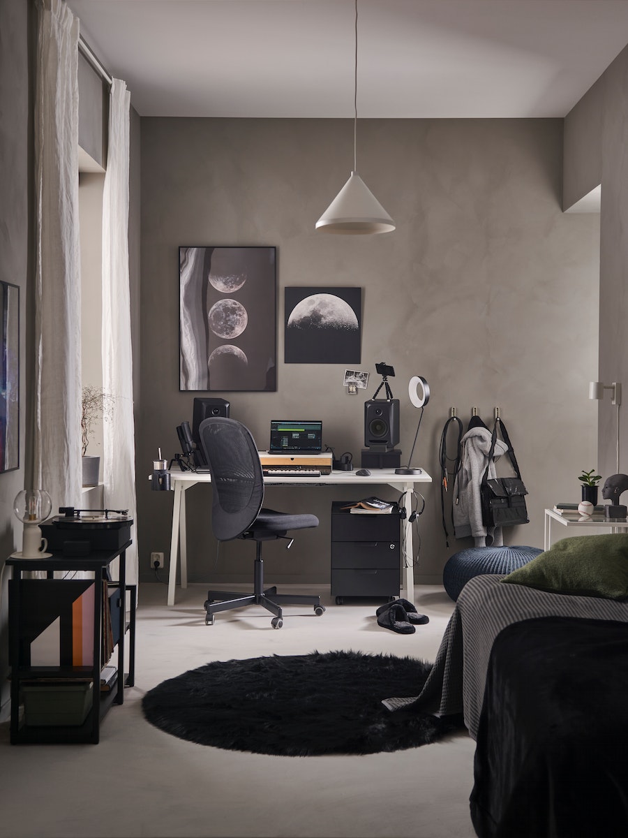 The furniture comes in a sleek, black livery