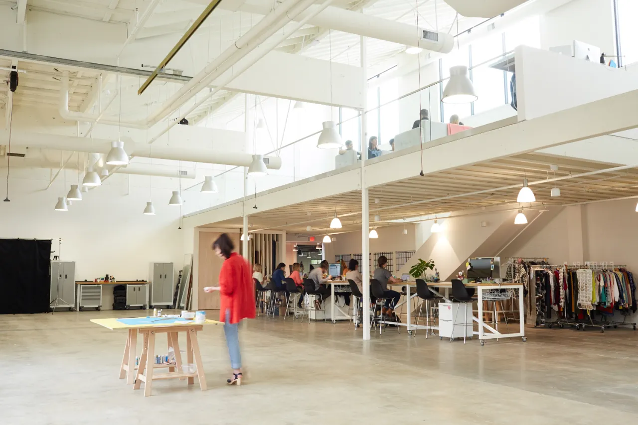 Swift Studio Main Space: The south-facing studio is flooded with natural light and multiple flexible areas for construction, prep and shooting. It includes a large production kitchen.
