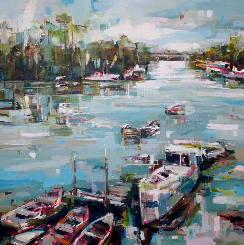Corporation Island", oil on panel, 80 x 80 cm