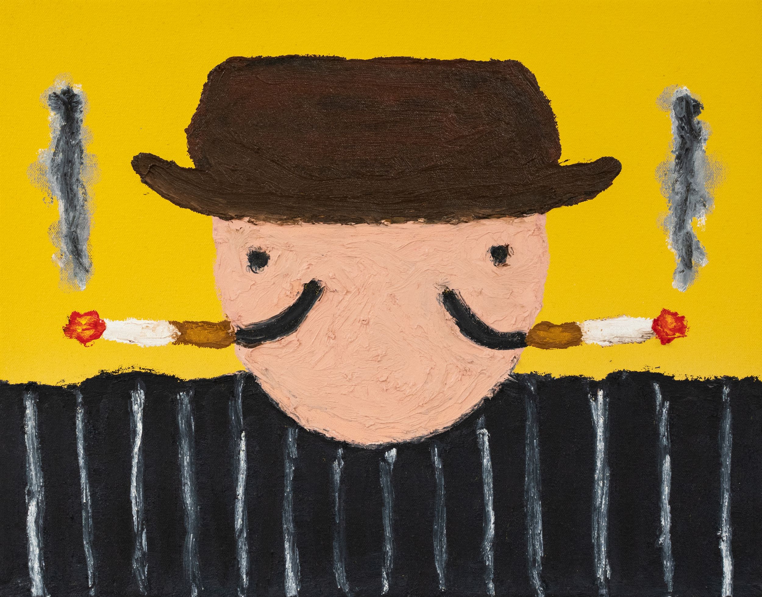 Two Faces Two Cases, 2019, Acrylic and oil stick on canvas © Hunter Potter