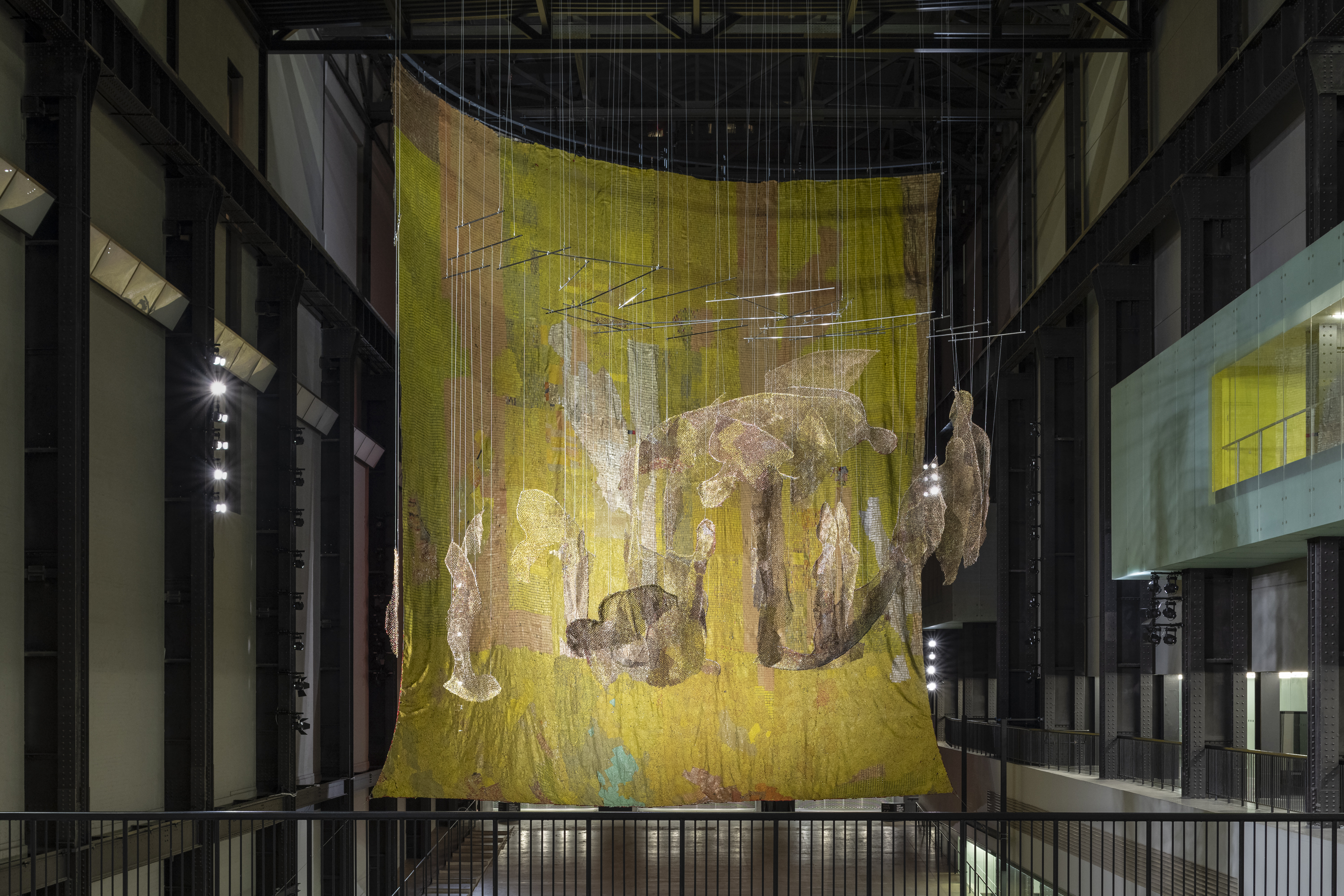 Hyundai Commission: El Anatsui: Behind the Red Moon , Installation View, Photo © Tate (Joe Humphrys)