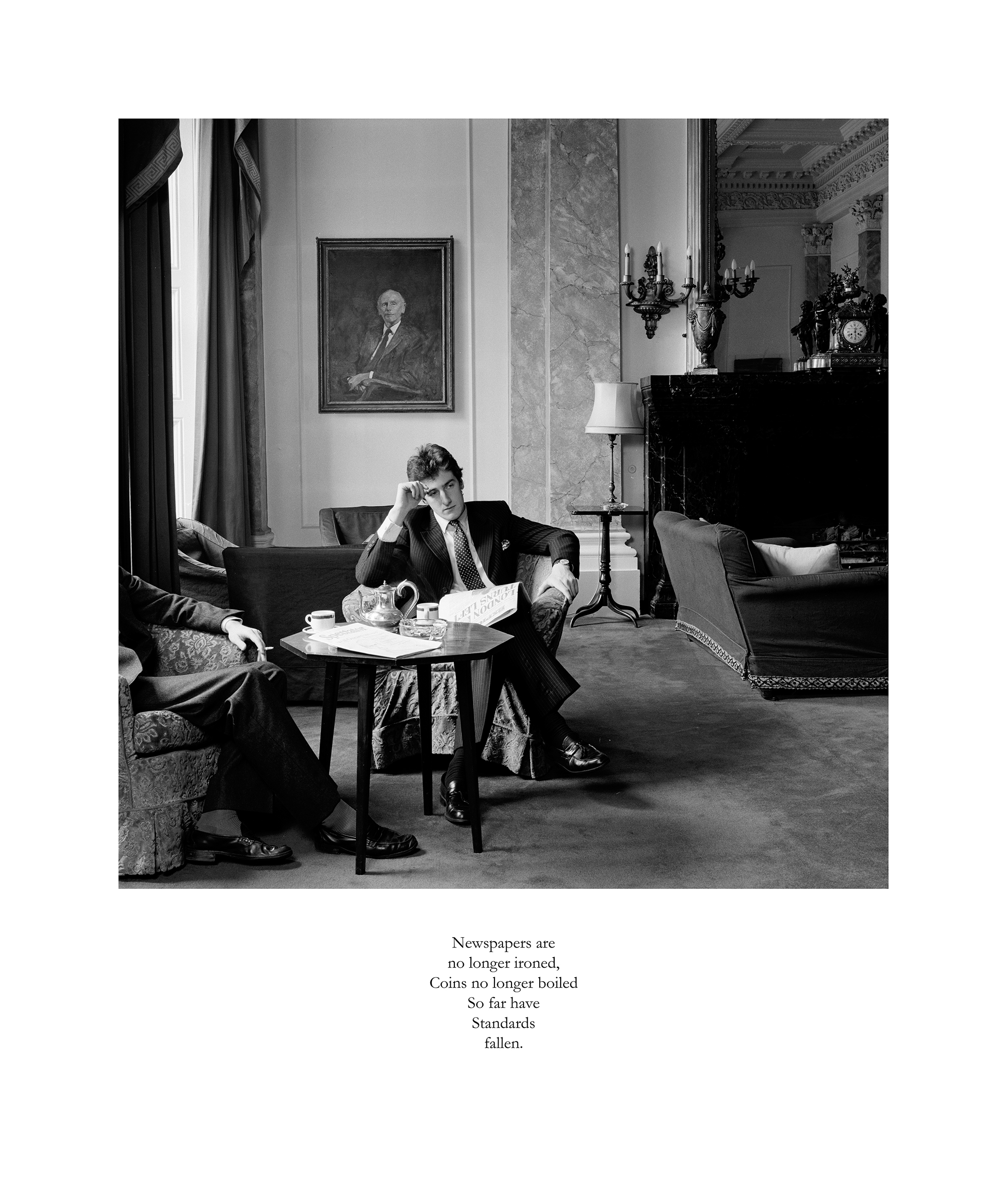 Karen Knorr – Newspapers are no longer ironed, Coins no longer boiled So far have Standards fallen from the series Gentlemen, 1981-83 Tate: Gift Eric and Louise Franck London Collection 2013 © Karen Knorr