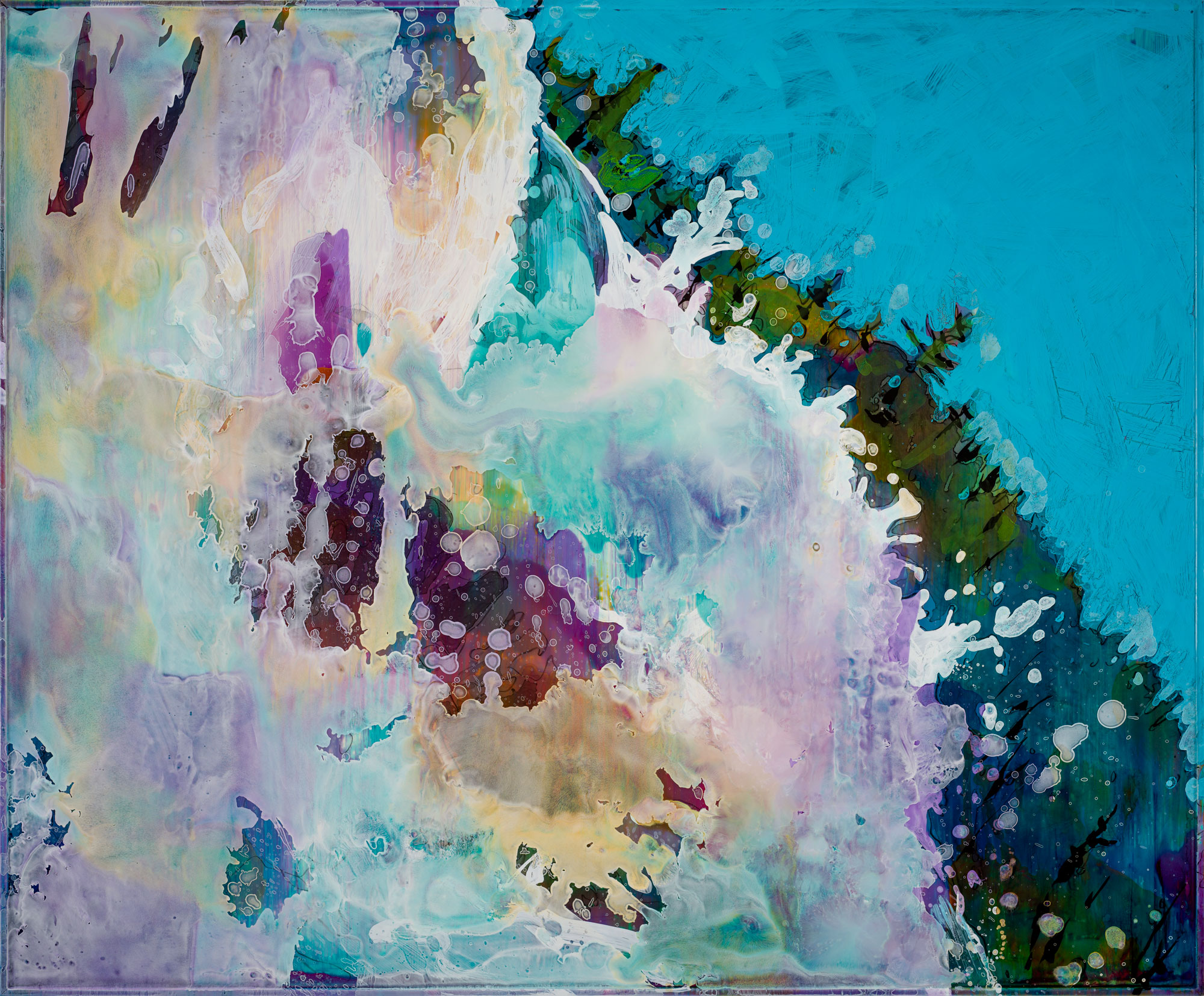 Steve Driscoll, Gravity-fed 2, 2021, oil pigments and urethane on composite panel, 28 x 34 in. Courtesy of Nicholas Metivier Gallery, Toronto.