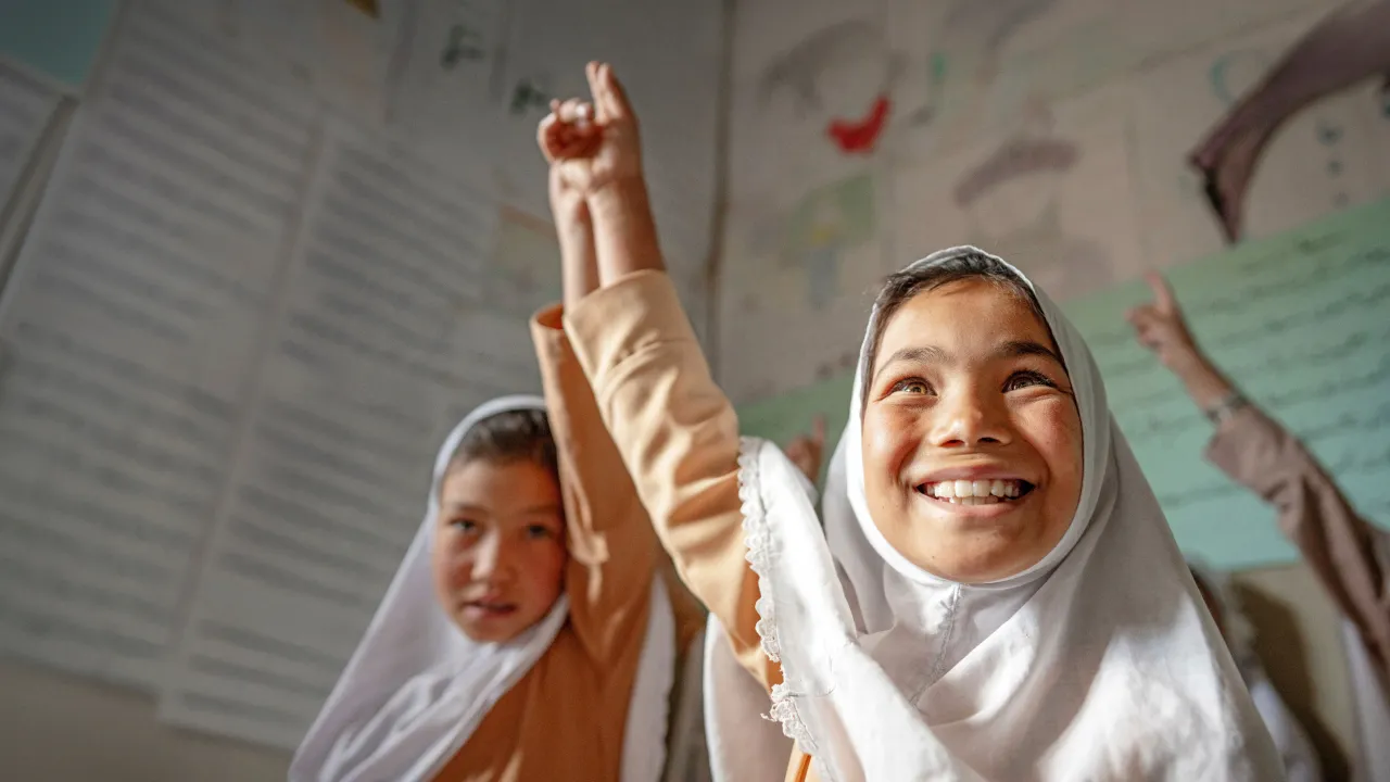 Despite not being able to go to school, Habiba now learns at a UNICEF-supported Education Centre, Afghanistan.