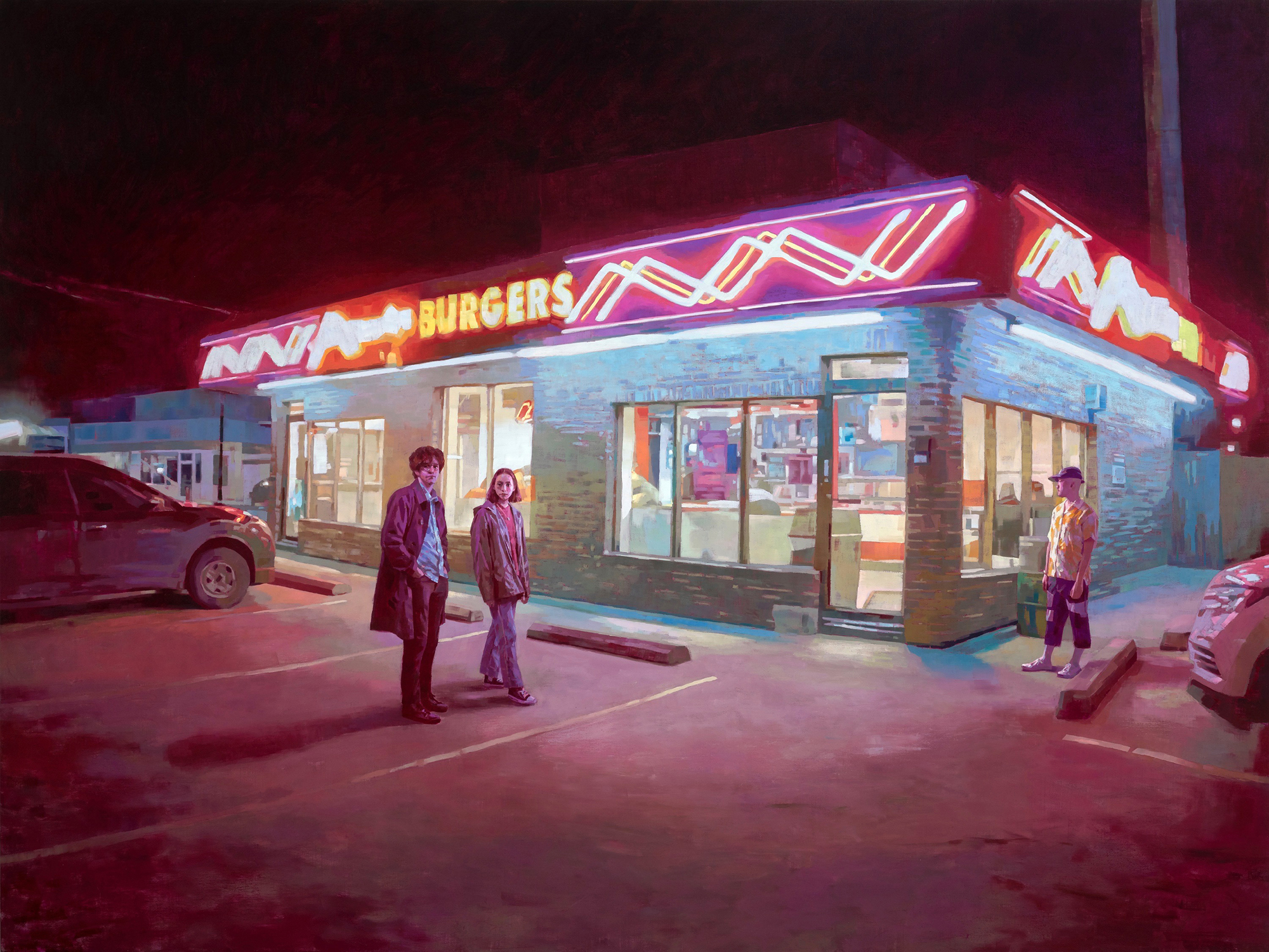 Keita Morimoto, Night Gazers, 2019, oil on linen, 72 x 96 in., courtesy of Nicholas Metivier Gallery, Toronto