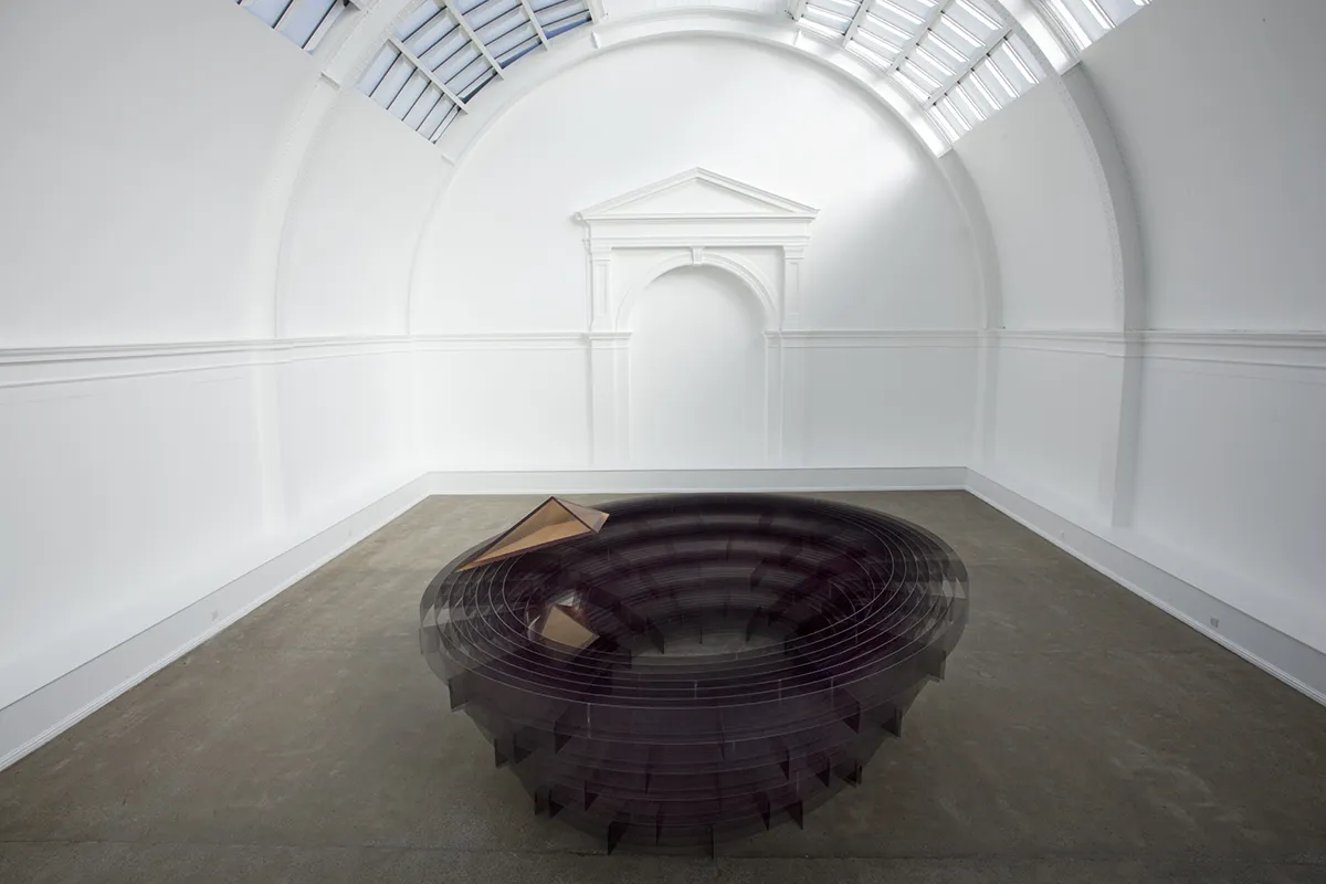 Installed in Central Court, Leeds Art Gallery    Alison Wilding, Arena, 2000.  Polycarbonate and cast polyurethane rubber 1200 mm x 4700 x 3700 mm     Gifted by Simmons & Simmons through the Contemporary Art Society to Leeds Museums and Galleries (Leeds Art Gallery)   Photo © Jerry Hardman Jones, 2017