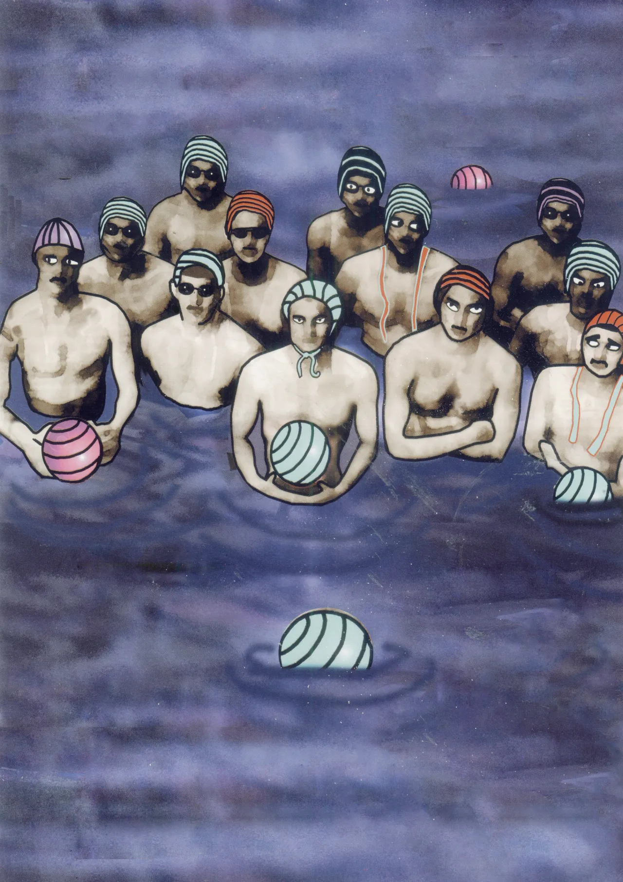 Aquatic Team (detail), computer manipulated acrylic on newspaper © Sylvia Libedinsky