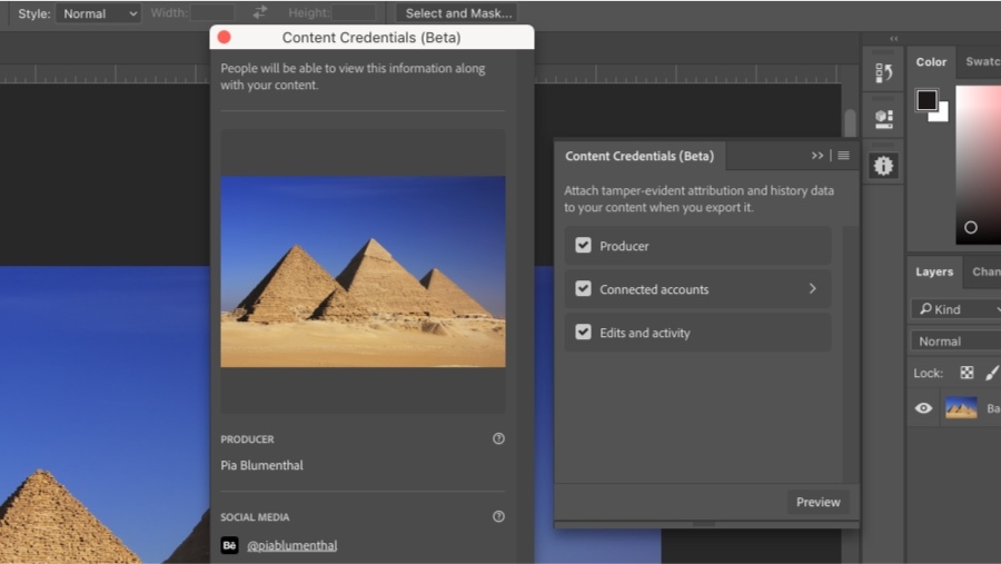 Content Credentials in Photoshop
